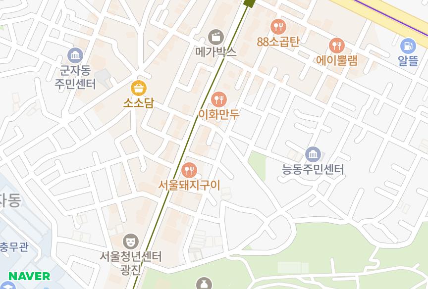 서울특별시 광진구 능동 그린 위치·실거래 시세 지도