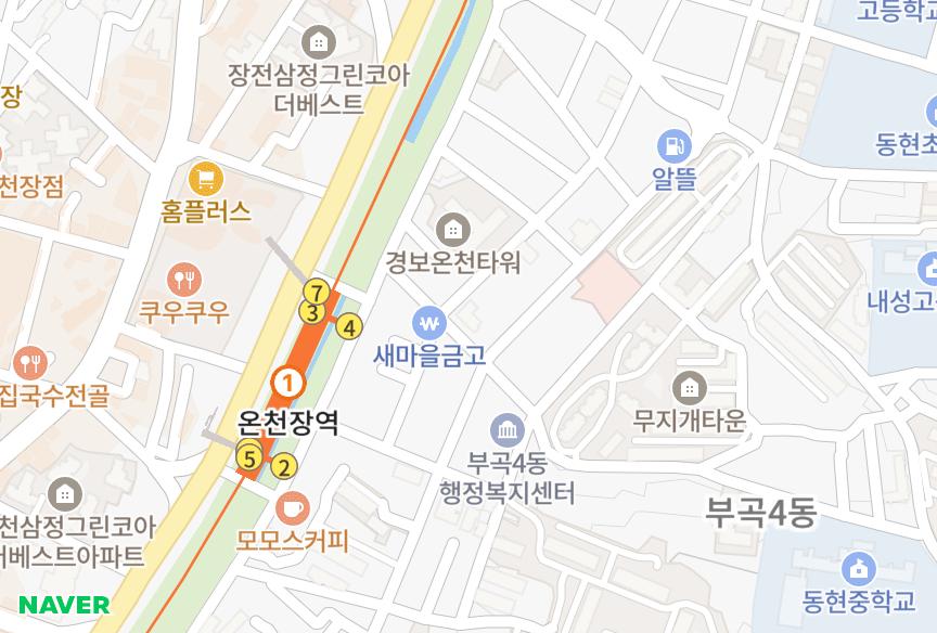 부산광역시 금정구 부곡동 영화 위치·실거래 시세 지도