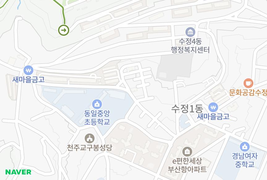 부산광역시 동구 수정동 하이츠빌리지 위치·실거래 시세 지도