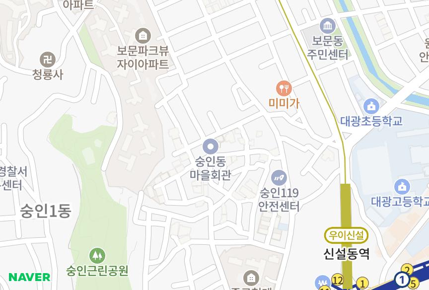 서울특별시 종로구 숭인동 동문A 위치·실거래 시세 지도