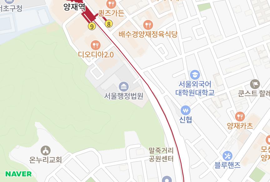 서울특별시 서초구 양재동 호반써밋양재 위치·실거래 시세 지도